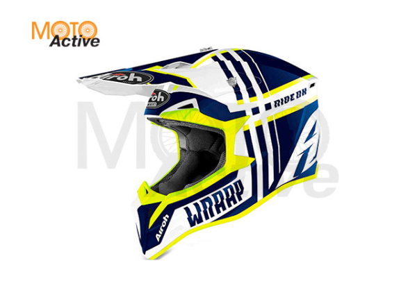 Кроссовый шлем AIROH WRAAP Broken Blue Gloss